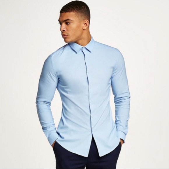 Topman Other - Topman Button Down Shirt NWT Baby Blue Muscle Fit